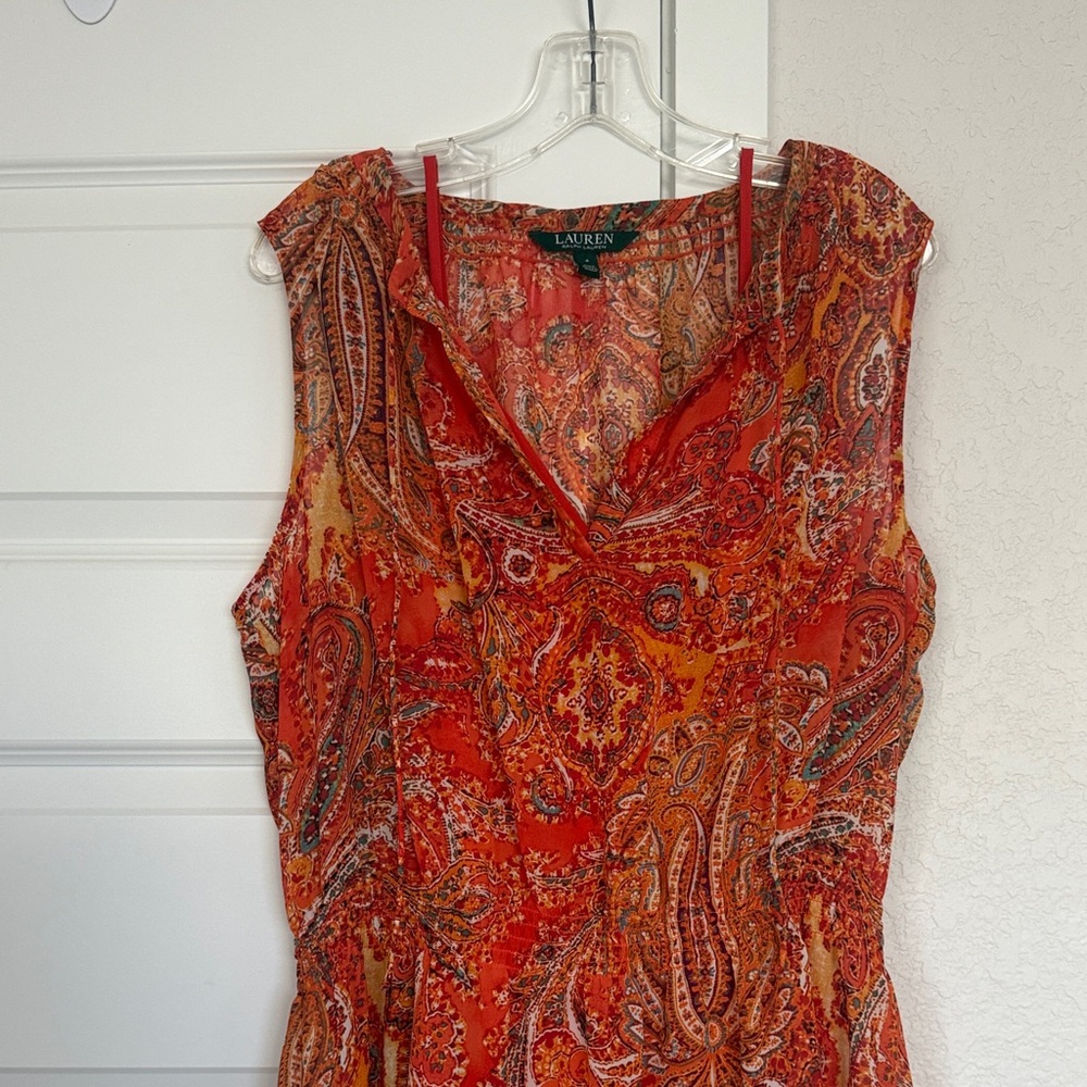 Ralph Lauren Orange Paisley Mini Dress🧡❤️